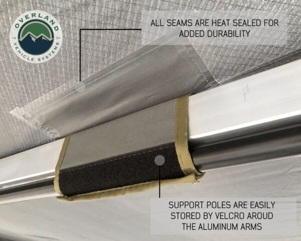 Overland Vehicle Systems 270 Passenger Side Awning with Bracket Kit for Mid - High Roofline Vans - Image 12