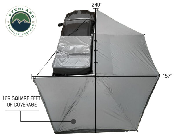 Overland Vehicle Systems 270 Passenger Side Awning with Bracket Kit for Mid - High Roofline Vans - Image 2