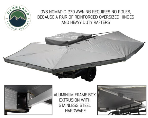 OVS Nomadic Awning 270 Degree - Passenger Side Dark Gray Awning With Black Cover - Image 2